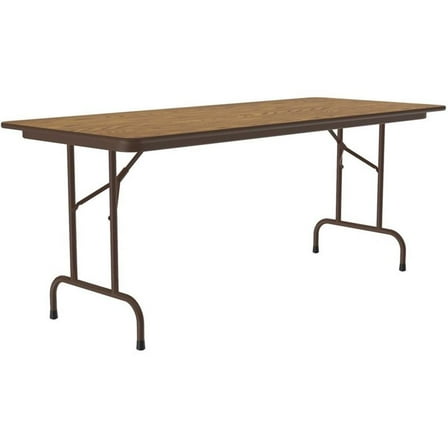 Pemberly Row 30"W x 60"D Melamine Top Folding Table in Medium Oak