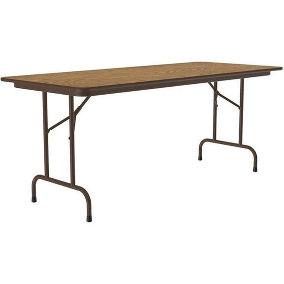 Correll 30"W x 60"D Melamine Top Folding Table in Medium Oak