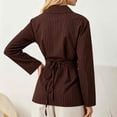 thumbnail image 5 of Ohufall Women Shirt Waist Cinched Button Down Turndown Collar Tops Fashion Casual Elegant Striped Top, 5 of 7