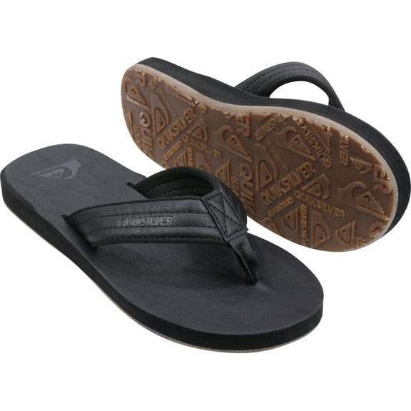 Quiksilver Men's Carver Nubuck Flip Flop Sandals Solid Black - AQYL100623-SBKM