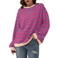 thumbnail image 4 of Hauts Grande Taille Femmes Hauts d'Été Blouses Femmes Mode Grande Taille Rayé Manches Longues Hauts Décontractés Manches Courtes Col Roulé Chandail Décontracté T Chemises et Blouses Femmes Mignon, 4 of 9