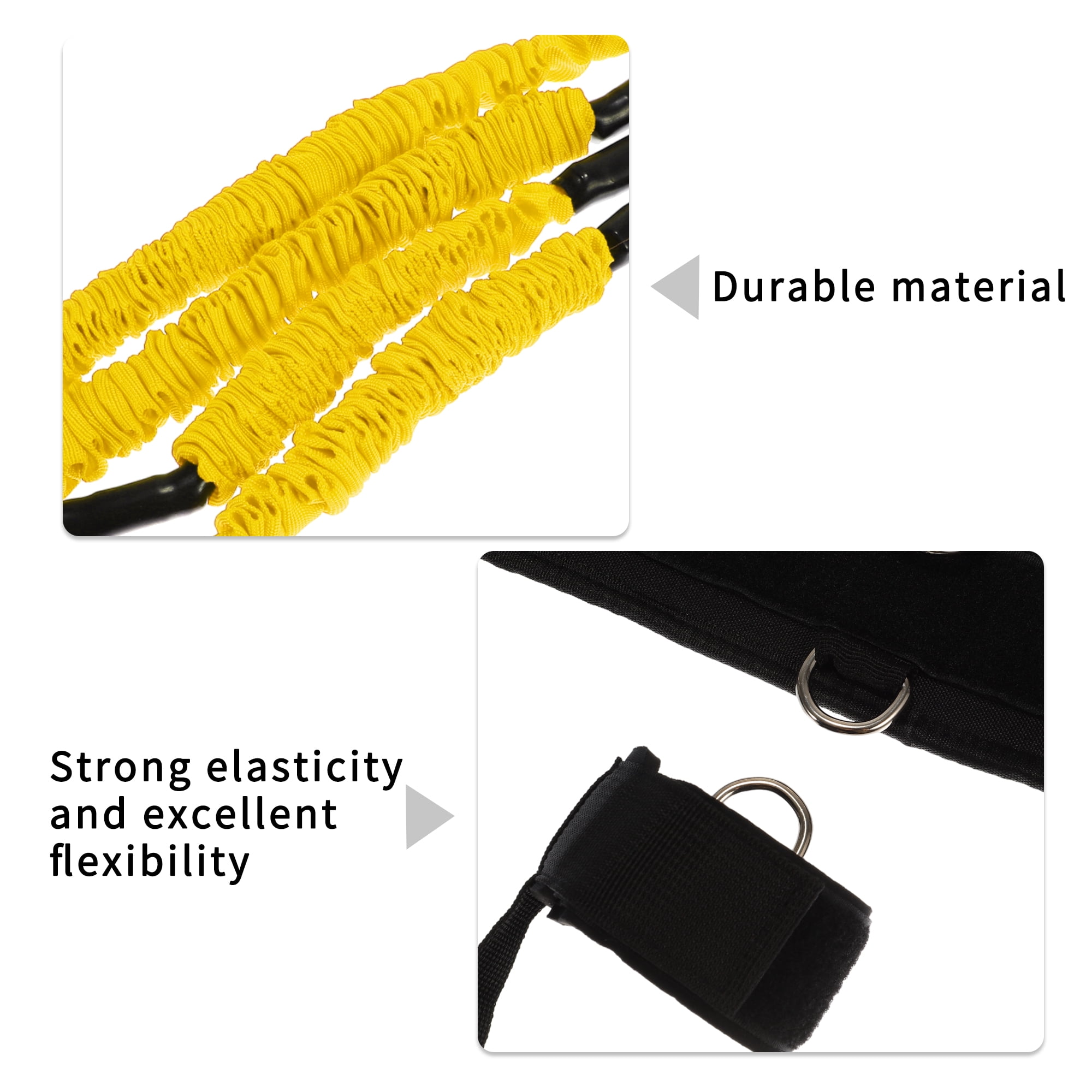 Unique Bargains Strength Resistance Bands Set for Basketball Triple Jump Football Bounce Weight Range 100LBS Yellow