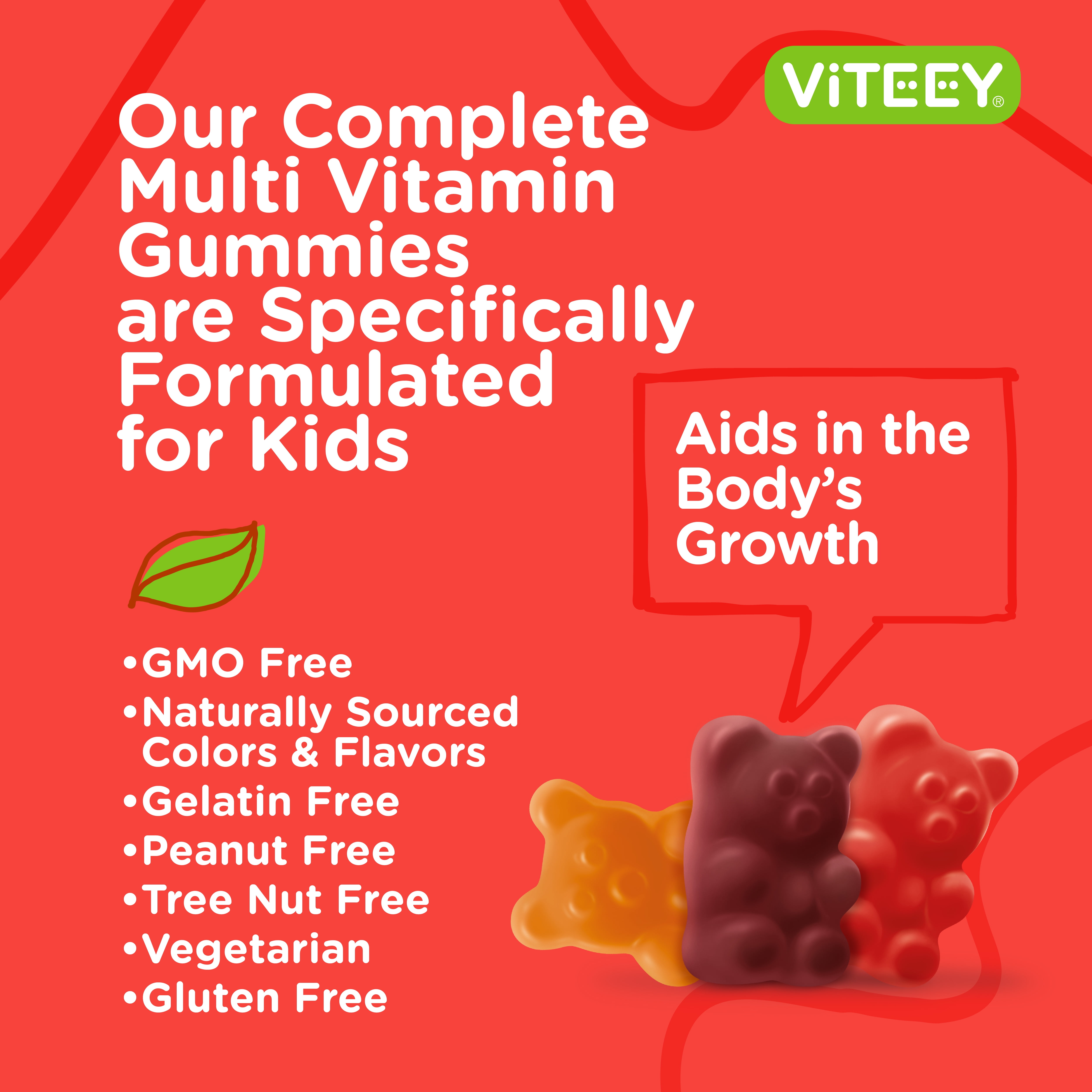 VITEEY Kids Multivitamin, Daily Vitamins for Kids Immune Support, Fruit Flavor, 120 Ct