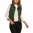thumbnail image 4 of CHALECO SIN MANGAS DE DENIM LAVADO PARA MUJERES INSPIRAR CHIC CON BOLSILLOS VERDE OSCURO M, 4 of 6
