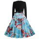 thumbnail image 3 of Navidad mujer Retro estampado Patchwork manga larga noche cuello redondo cremallera fiesta graduación vestido Vintage Fridja nbo1241, 3 of 8