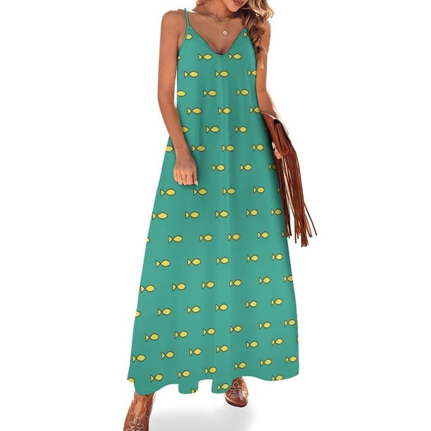 Vestido sin mangas con estampado de peces amarillos, vestidos de noche de lujo para mujer 2024, vestido suelto para mujer, vestido de verano para mujer
