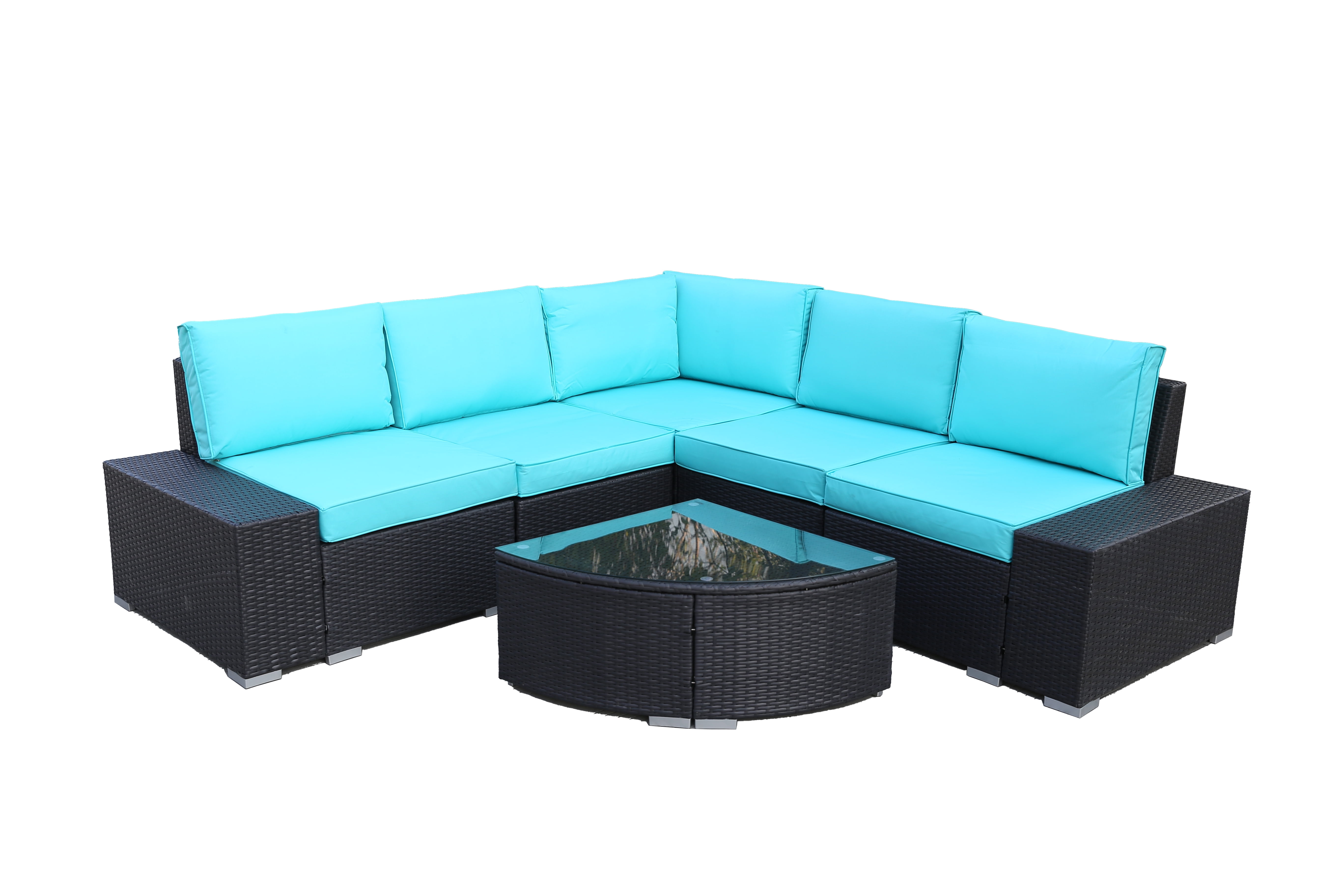 Rattan Wicker Sectional Sofa Set 7 Piece Outdoor Patio Furniture Sets Patio Sectional Sofa With Cushions Coffee Table Patio Conversation Sets For Backyard Lawn Bistro Poolside Garden Gray W10047 Walmart Com Walmart Com