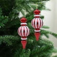 thumbnail image 3 of Shoreew 2 Pcs 7 Inch Finial Drop Christmas Tree Ornaments Red White Gourd Shape Hanging Ornaments Shatterproof Plastic Finial Pendant for Holiday Party Decor, 3 of 7