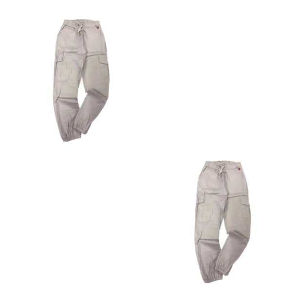 Pantalones de algodón Qarigey para hombre color sólido elegante lavable fácil de combinar largo oficina Gris blanco XXXL 2piezas