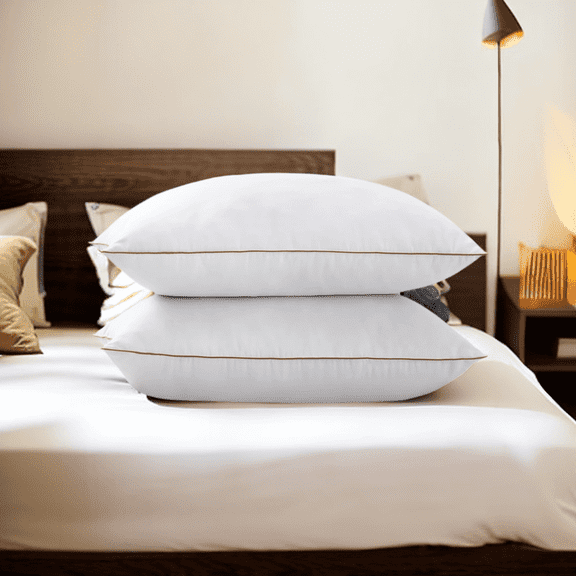 Goose Feather Bed Pillows Set of 2, Basics Feather Down Alternative Pillows Soft Density for Stomach and Back Sleepers, King Size, 2 Pack Pillow for Bed, (White)