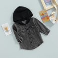 thumbnail image 4 of URMAGIC 1-6 Years Toddler Baby Boys Fall Winter Clothes Kids Hooded Denim Jackets Long Sleeve Button Down Hoodie Jeans Jacket Coat Tops, 4 of 7