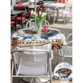 thumbnail image 6 of Outdoor Tablecloth with Umbrella Hole Zipper Grey Father's Day Round Tablecloth 54" Waterproof Outside Table Cloth Checkered Farmhouse Plaid Modern Art Patio Table Cover Tablecloths for Picnic Party, 6 of 8