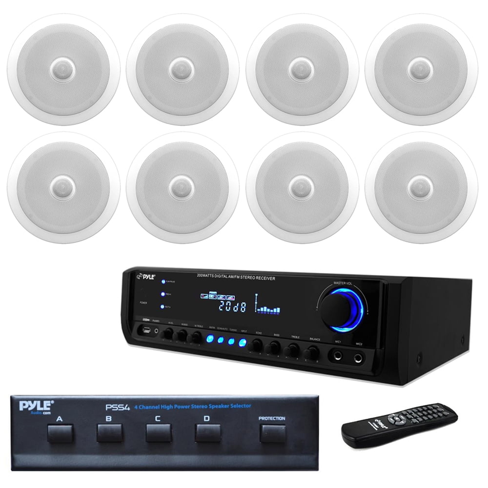 Pyle PT390AU 300W Digital Home Theater Stereo Receiver with (8) PDIC80