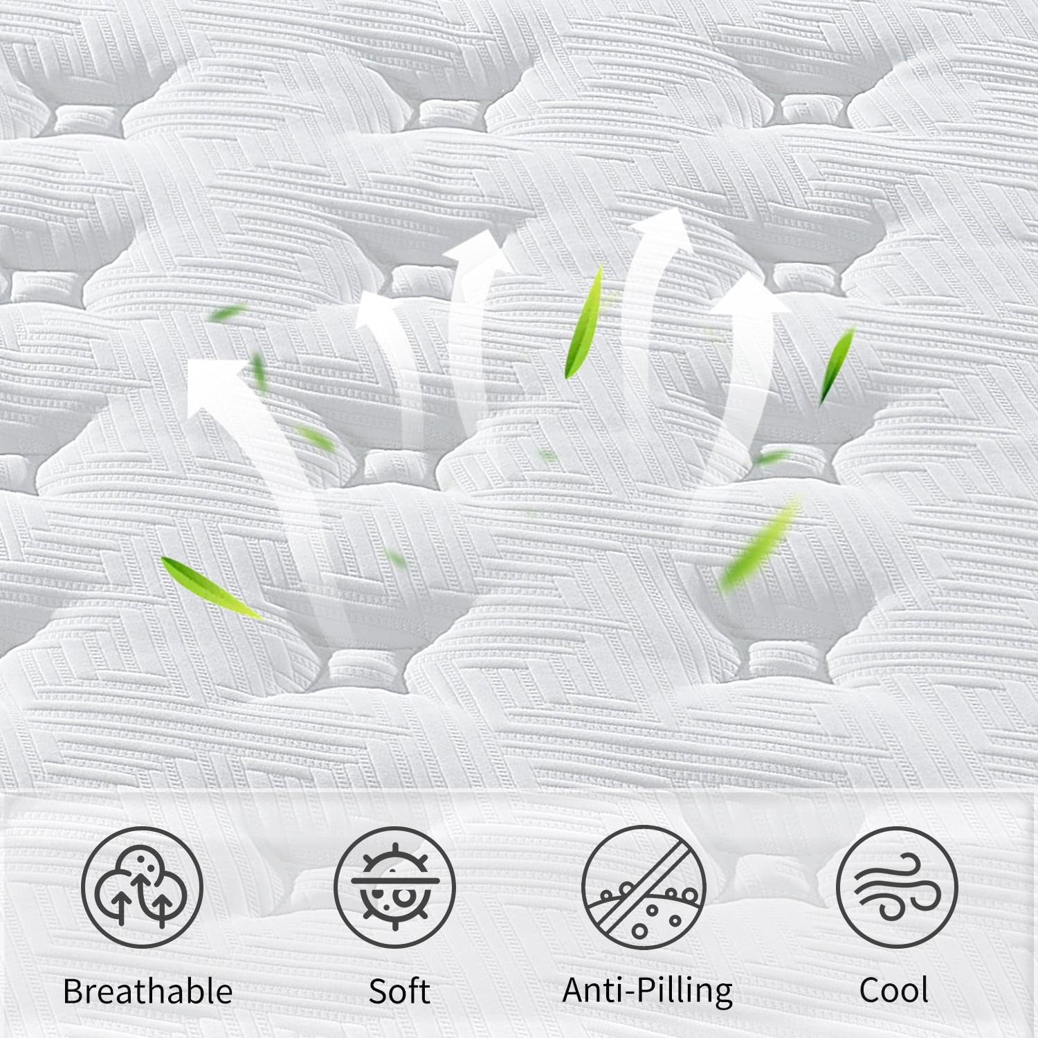 King Size Mattress,12 Inch Memory Foam Knitted Cover Hybrid Mattress,Individual Pocket
