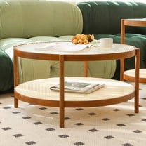 Modern Farmhouse Style Round Wooden Nesting Coffee Table Set for Living Room - 1pc Big Table