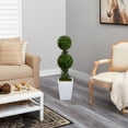 thumbnail image 4 of Nearly Natural 3.5ft. Boxwood Double Ball Topiary Artificial Tree in White Metal Planter(Indoor/Outdoor), 4 of 4