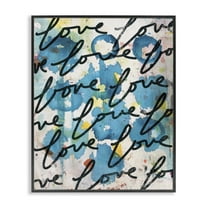 Stupell Industries Urban Love Pattern Typography Painting Black Framed Art Print Wall Art, 11 x 14