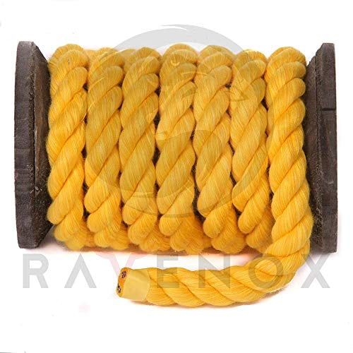 Ravenox Natural Twisted Cotton Rope, (Gold)(1/2 Inch x 25 Feet), Made in  The USA