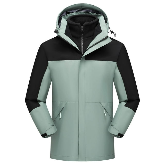 Pisexur Vestes pour Hommes Manteaux Confortables pour Hommes Unisexe à Capuche Manches Longues Patchwork Fermeture Éclair Coquille Rigide Molleton Randonnée Vêtement d'Extérieur Manteau Vert Armée,G