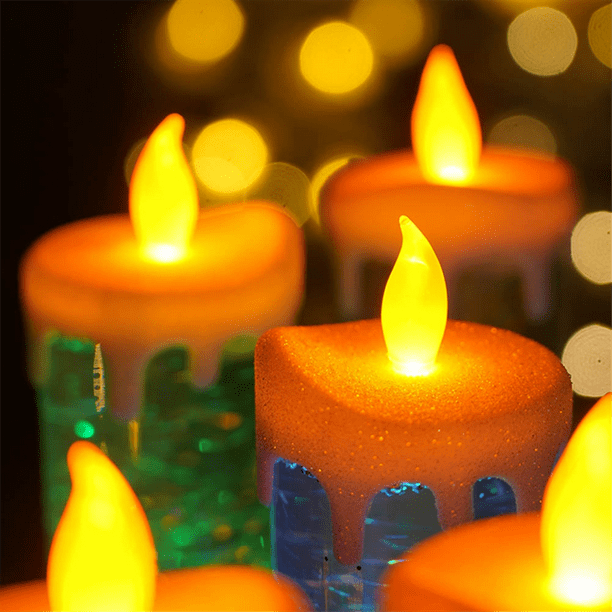 LED Christmas Candles Colour Changing LED Water Candle with Glitter