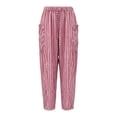 thumbnail image 5 of ibiyuan Women's Pants High Waist Wide Leg Cotton Palazzo Pants for Women Casual Womens Trousers Drawstring Lounge Pants Summer Beach Vacation Clothes, 5 of 6
