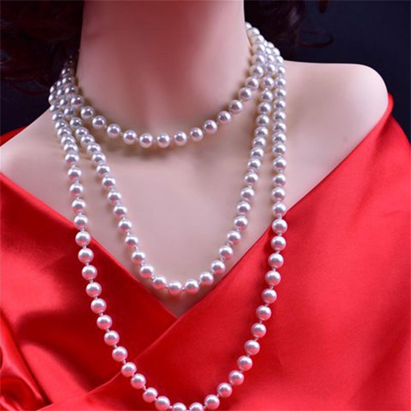 Meidiya 150cm Fashion Knot Simulated Pearl Necklace Tassel Multi-layer Long Chain Necklace Female Fashion Sweater Dress Accessories - image 4 of 8
