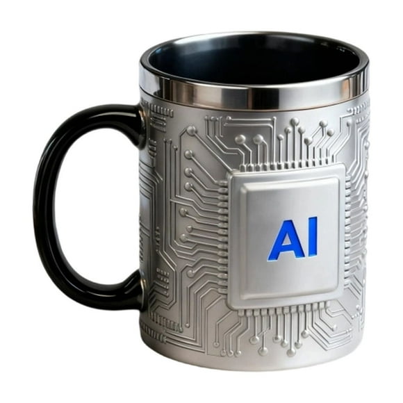 Silver Stainless Steel Mug Chip Shaped Coffee Mug Beer Mug Creative Technology Themed Cup Computer Circuit Design Silver Color