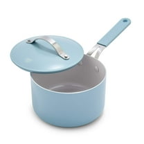 GreenLife Dream 2-Quart Ceramic Nonstick Saucepan with Lid, Silicone Stay Cool Handle, Blue Haze
