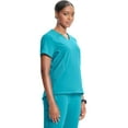 thumbnail image 4 of Infinity Women's V-Neck Scrub Top with Roomy Kangaroo Pocket High-Low Hemline and Center Back Length: 25 ½" - IN620A, XL, AQU, 4 of 6