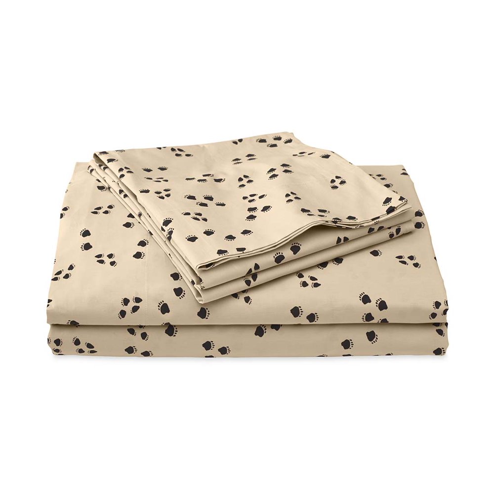 Paw Print Cotton Percale Sheet Set, Full Size