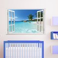 thumbnail image 1 of Etiqueta engomada de la pared liwang paisaje de la playa vista de ventana falsa 3D, 1 of 2