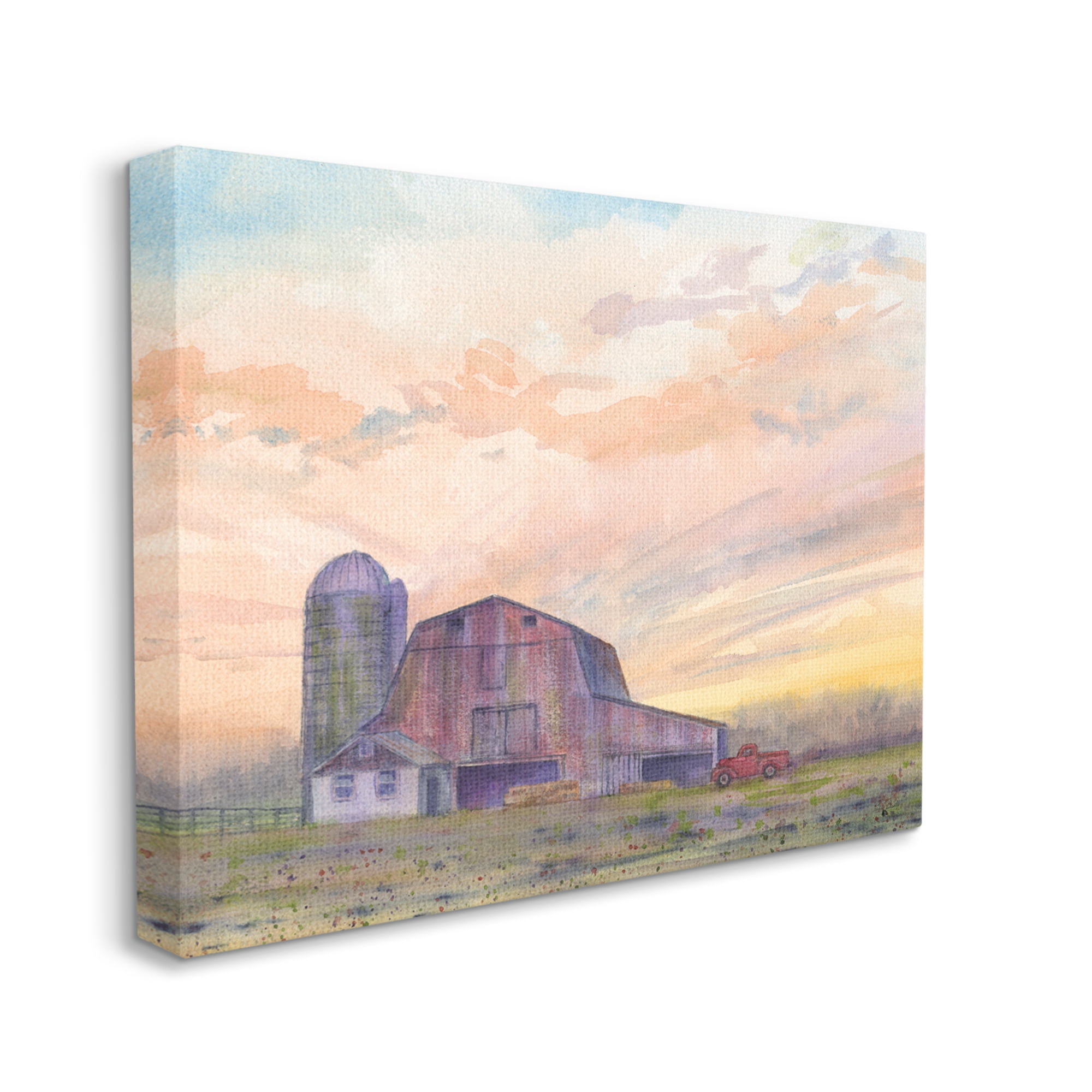 Stupell Industries Country Barn at Sunrise Nature Painting Gallery Wrapped Canvas Print Wall Art, 30 x 24