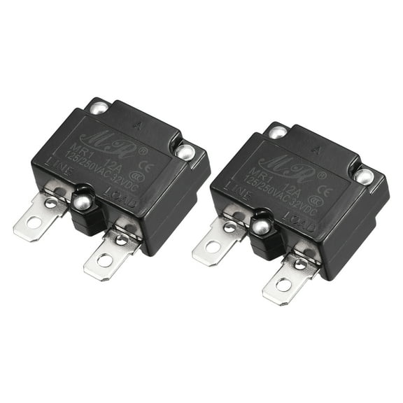 Circuit Overload Protector 12A AC125/250V DC32V Automatic Reset Thermal Circuit Breaker 2pcs
