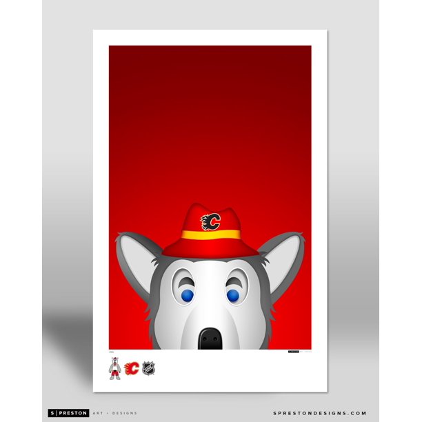 Harvey The Hound Calgary Flames Minimalist Mascot Art Poster Print Walmart Com Walmart Com