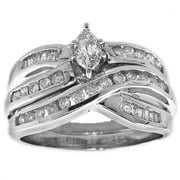 3/4 Carat Diamond Marquise Bridal Set in 10kt White Gold