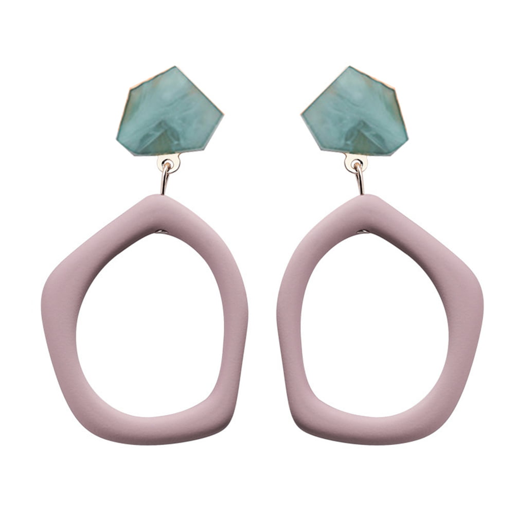 Marble design accent bead dangle/hoop earrings