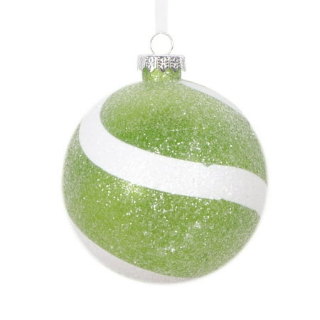 

Vickerman-Vickerman 4 Green and White Swirl Sugar Glitter Ball Ornament 4 per bag.Plastic-Green