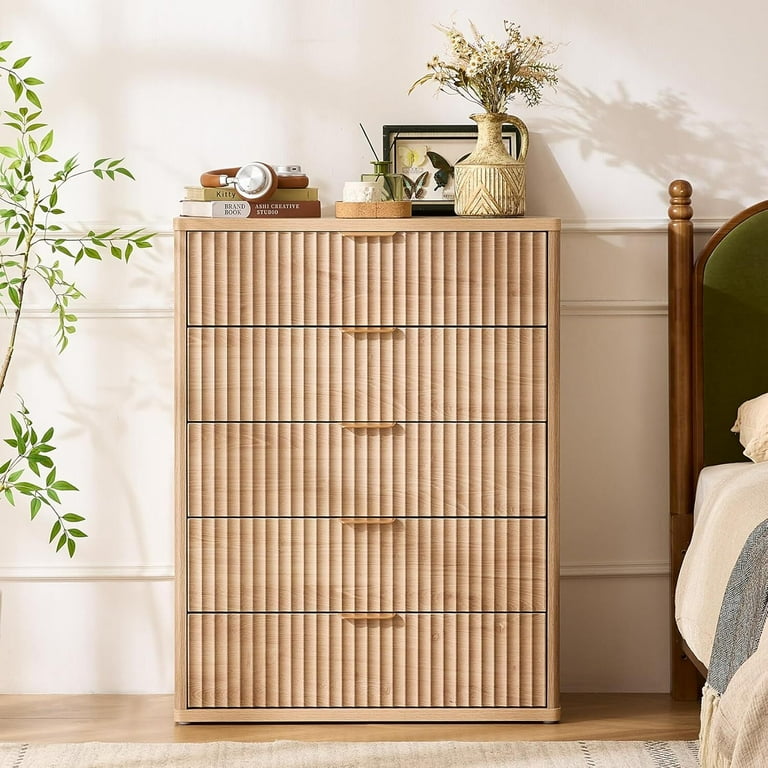 boho style bedroom dresser Boho Chic 6-Drawer Dresser | Natural Oak & Walnut Storage