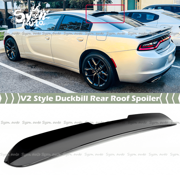FOR 2015-2024 DODGE CHARGER GLOSS BLACK V2 STYLE DUCKBILL REAR ROOF SPOILER WING