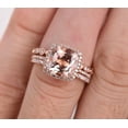 thumbnail image 2 of 2.75 Carat 7x5mm Emerald Cut Morganite Trio Wedding Bridal Ring Set with Diamond Moissanites One Engagement Ring & 2 Wedding Bands with 18k Gold Plating, 2 of 4