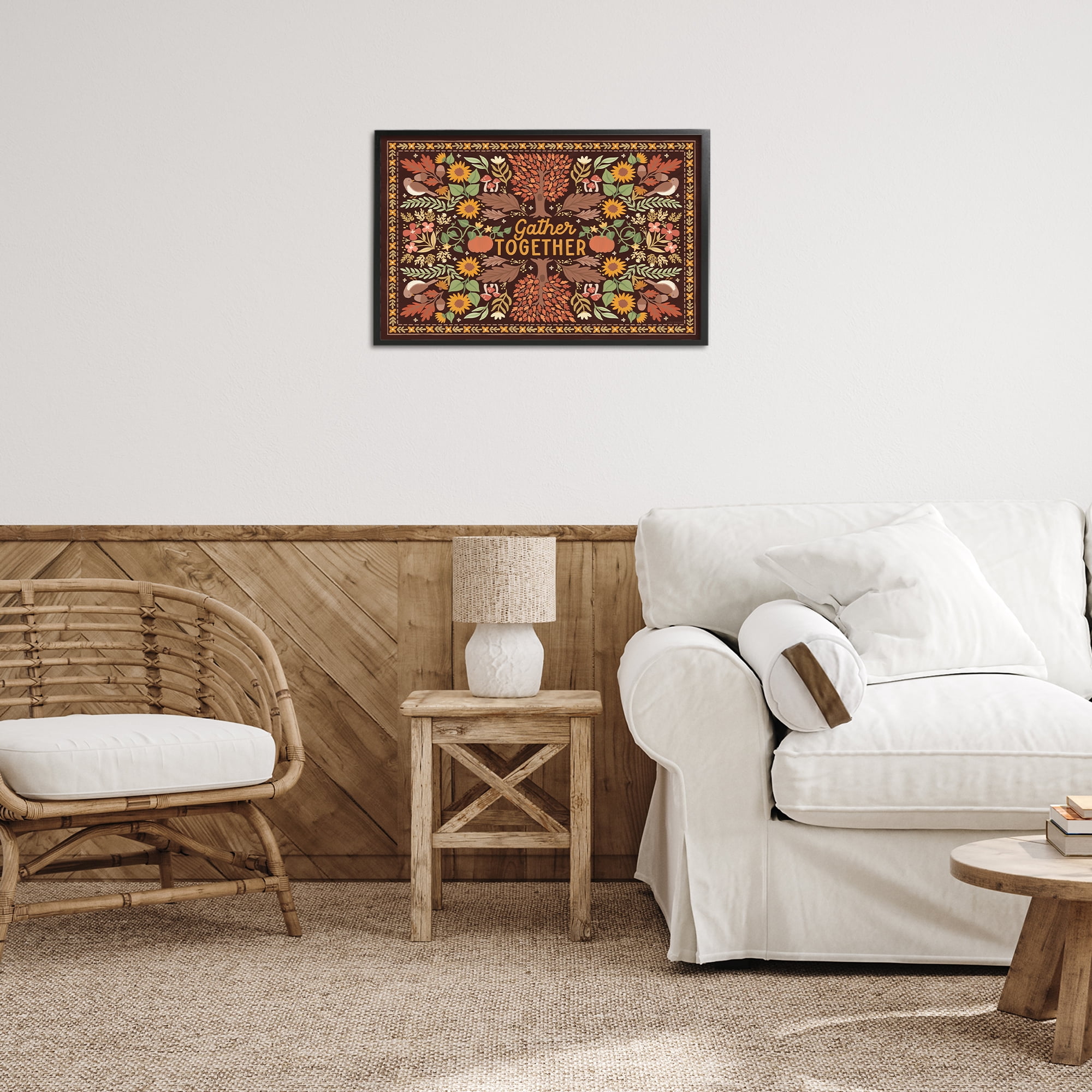 Stupell Industries Gather Together on Brown Landscape Painting Black Framed Art Prints Wall Art, 24 x 16