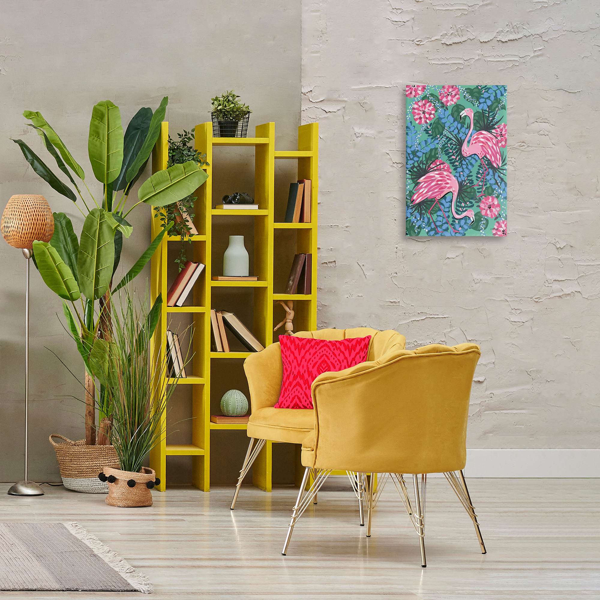 Stupell Industries Maximalist Flamingos Pattern Animals & Insects Painting Gallery Wrapped Canvas Art Print Wall Art, 16 x 24