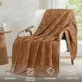 thumbnail image 6 of Whale Flotilla Knit Throw Blanket for Couch, Soft Fuzzy Decorative Knitted Blanket for Sofa Bed, Lightweight Cozy Warm Throws, 50x60 Inch, Brown, 6 of 8