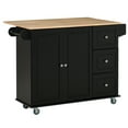 thumbnail image 3 of HOMCOM 50.75" Mobile Kitchen Island Storage Trolley Cart with Dropleaf Top, Black, 3 of 10