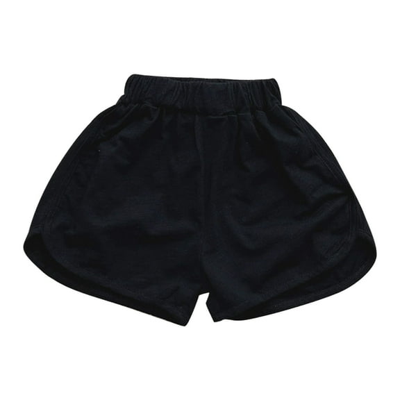 ZACPNCV Toddler Boys Shorts Girls Solid Color Cotton Elastic Waist Sports Shorts Summer Jogger Shorts for Kids Black 4-5 Years