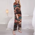 thumbnail image 3 of Saiise Flower Crown Cat Print Women Soft Pajama Sets,Long Sleeve Sleepwear Button Up 2-Piece Pjs Lounge Sets-Small, 3 of 7