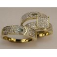 thumbnail image 2 of TAAPSEE JEWELS His Her Trio Ring Set - Wedding Men Women Bridal Band Ring - White Round Cut Cubic Zirconia Trio Ring Set, 2 of 3