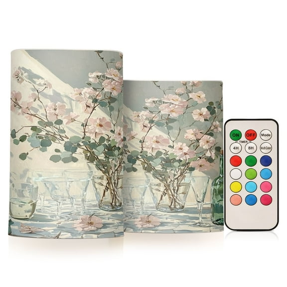 BZSMCE Flameless Candles LED Lights Blossom Glass Bottle Pattern Creativity Battery Candles