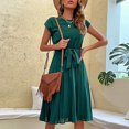thumbnail image 5 of Summer and Spring Dresses for Women 2024 Plus Size Summer Casual Midi Dresses For Women 2023 Women'S Casual Sexy Trends Summer Short Sleeve Round Neck Solid Color Pleated Dress, 5 of 9