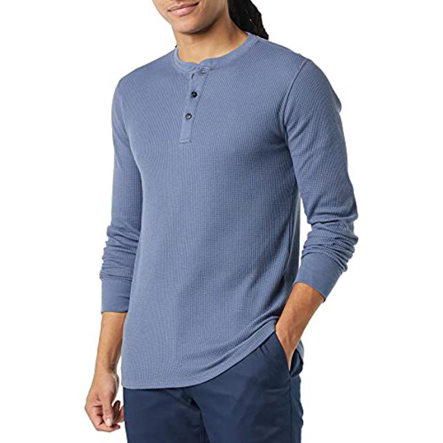 Amazon Essentials - Camisa Henley de manga larga ajustada para hombre, color índigo Amazon Essentials NA